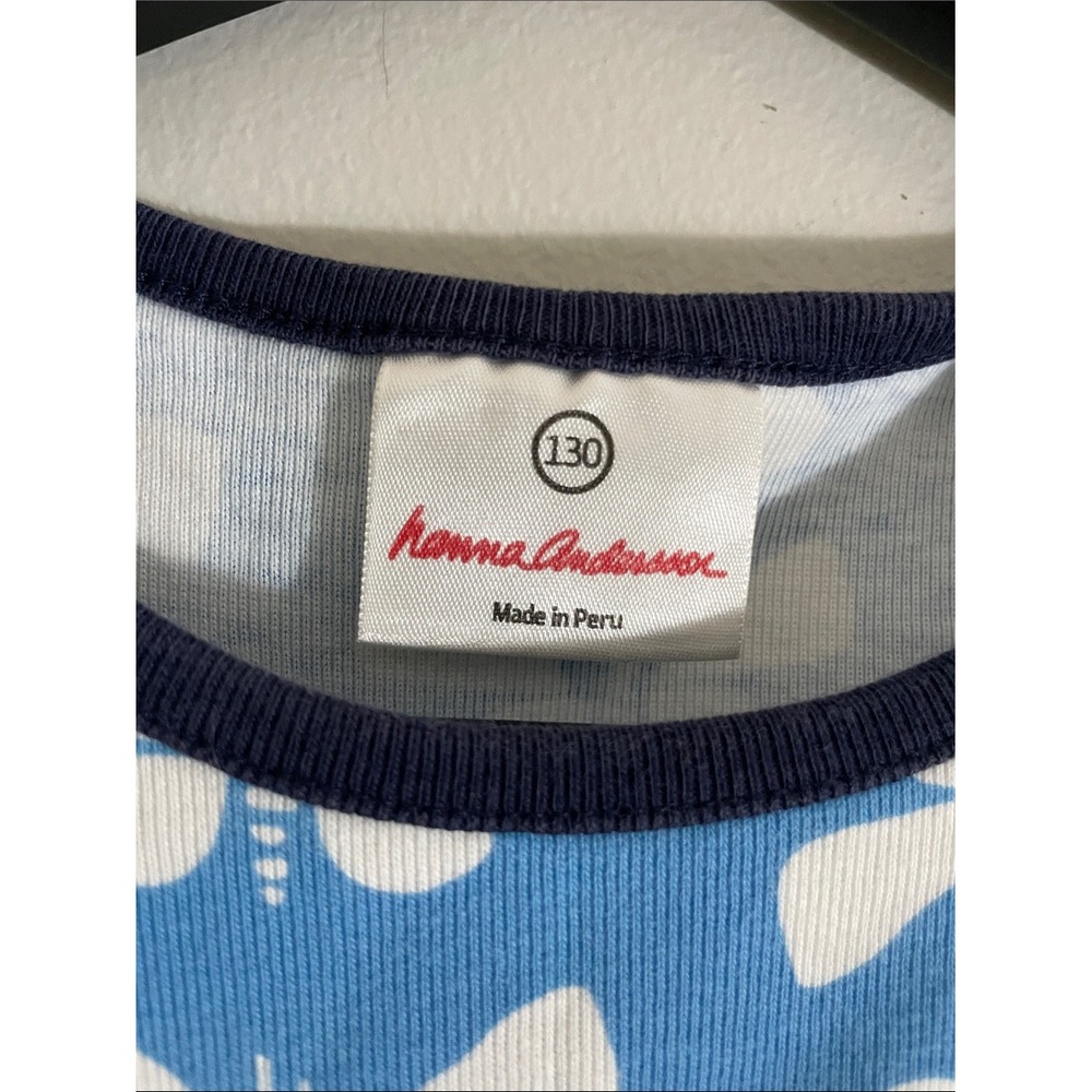 Hanna Andersson Dress Cotton Butterfly Print 130 Blue Short Sleeve Kids - Picture 2 of 8